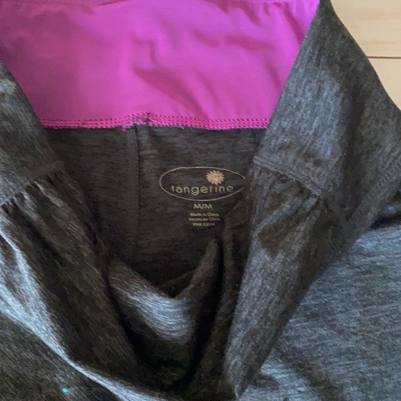 Tangerine Cropped Athletic Leggings capris pants Side zip purple mesh high rise - Picture 5 of 6